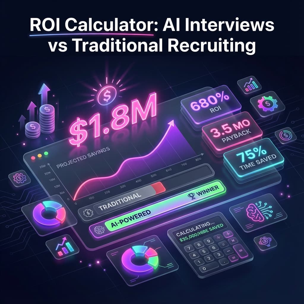 ROI calculator showing AI interview cost savings versus traditional recruiting costs